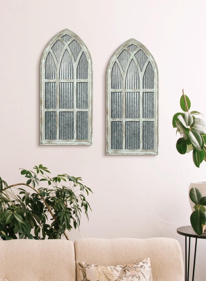 Putuo Decor Weathered White Gothic Arch Window Wall Decor, Rustic Cathedral Frame for Farmhouse Living Room Hallway - Image 5